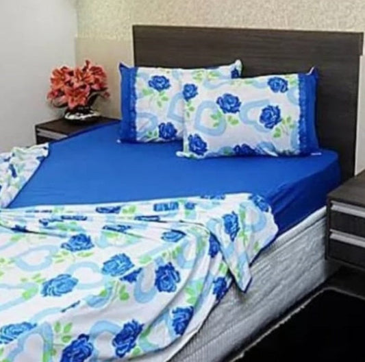 Jogo de Lençol, Solteiro, Virol, 3 peças, floral azul