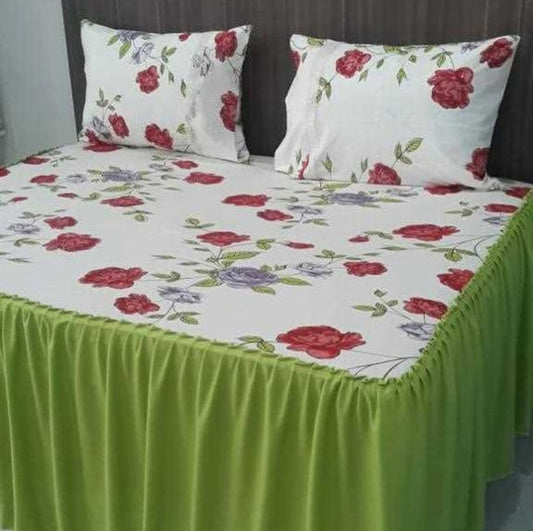 COLCHA BABADO HELANCA, SUPER KING, FLORAL, VERDE
