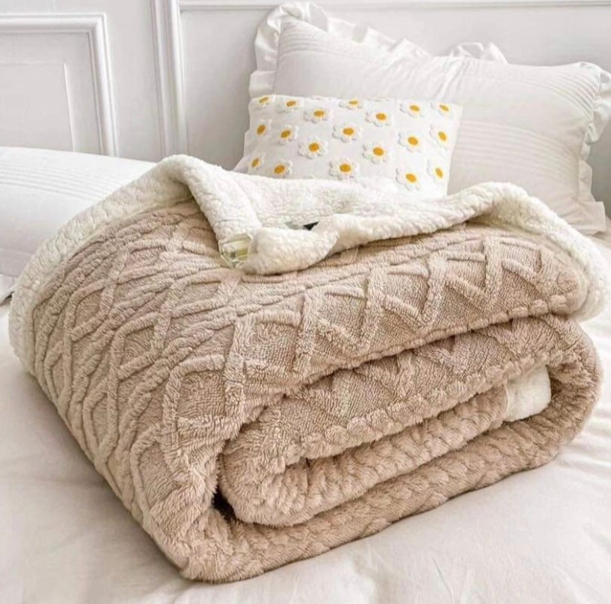 Manta Sherpa, Casal 1.90 X 2.10, Poliéster 100%, Bege