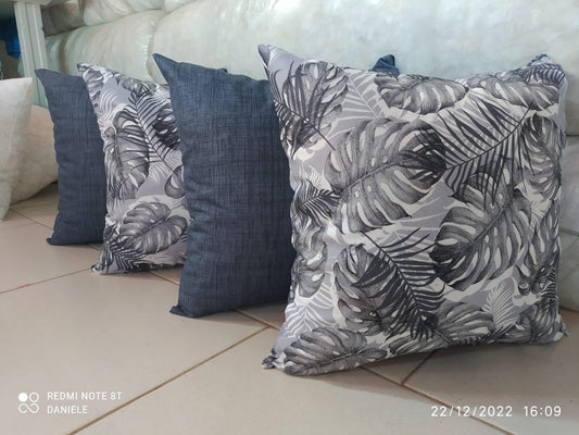 Kit 4 Almofadas quadradas, cinza floral