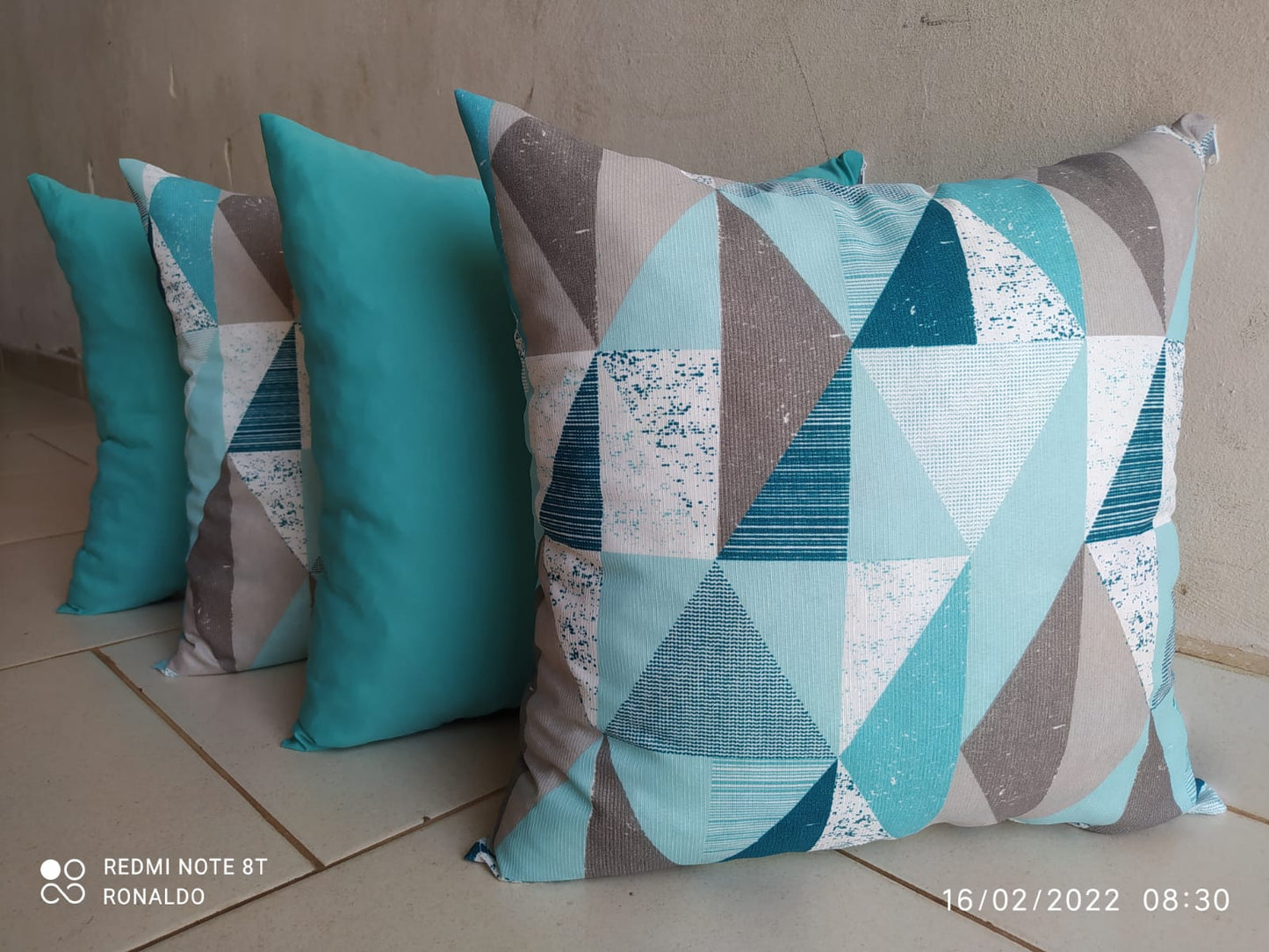 Kit 4 Almofadas quadradas, turquesa