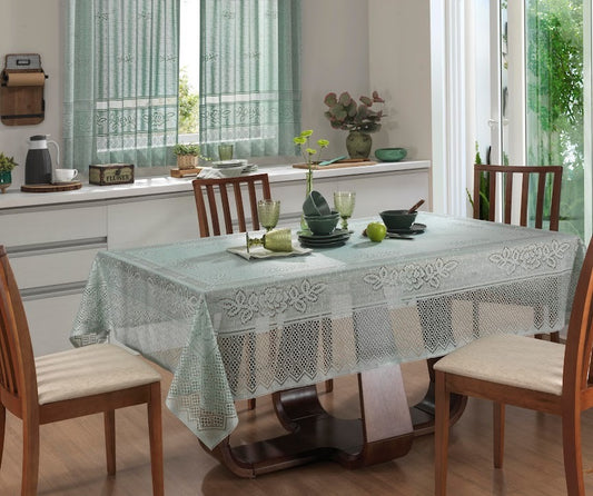 Forro de mesa, renda, verde, para 4 cadeiras
